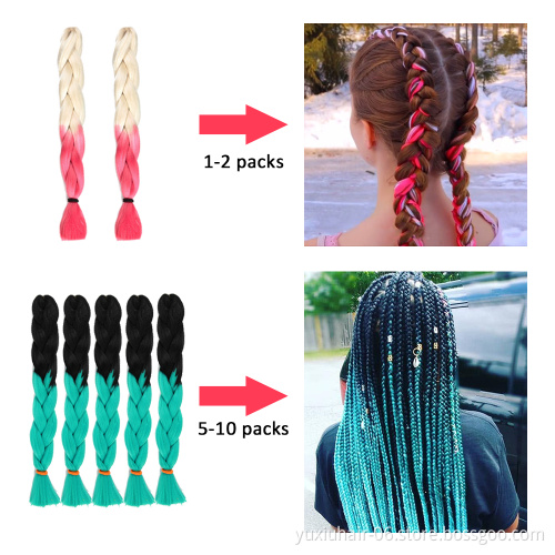 Braiding Hair  Synthetic Heat Fiber braid 41inch 165g/piece ombre color crochet Jumbo Braid Hair Extensions
